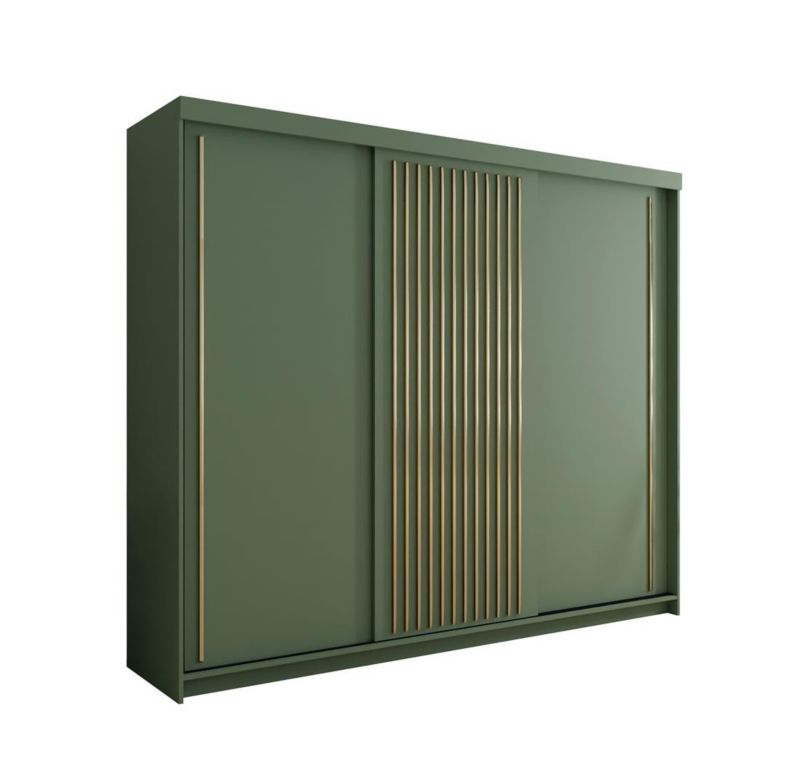 Szafa przesuwna Bettso Tiara 250 cm ze złotymi lamelami zielony 1szt.