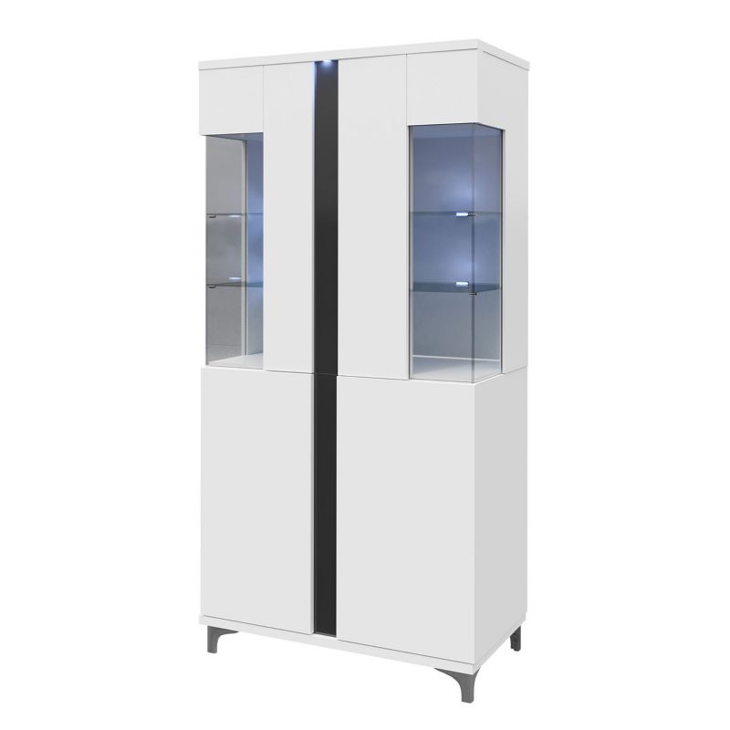 Witryna MIRJAN 24 Marco 90 biały / biały połysk / czarny połysk 1 szt.