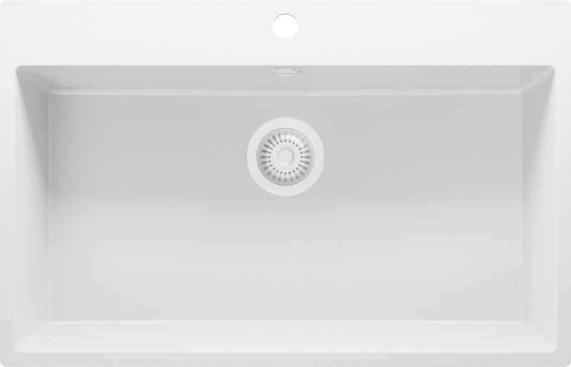 Zlewozmywak Ryga PRIMAGRAN Nablatowy 78x50cm do szafki od 80cm, Cały Biały + Syfon, S402, 1 szt.