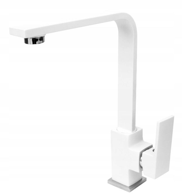 Bateria Kuchenna Stojąca Granitan Nook Biała Kwadratowa Wylewka Kran 1 szt.