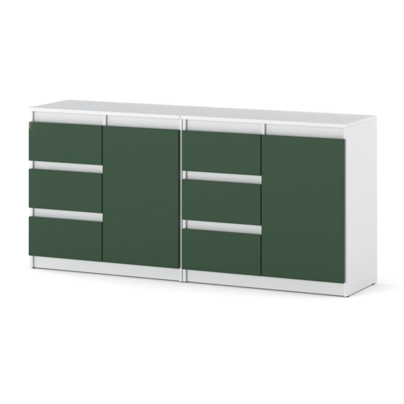 Komoda Hurtownia-Mebli Szuflady 6 Agna Mini 160cm Biały Mat Butelkowa Zieleń 160x35x75 cm 1szt.