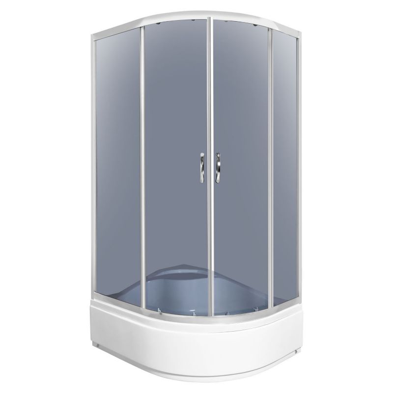 Kabina prysznicowa asymetryczna Kerra Katia Duo 100x80 cm lewa grafitowe szkło wysoki brodzik z podniesionym siedziskiem 1 szt.