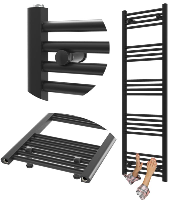 Grzejnik Łazienkowy Granitan Breno 50/150cm Czarny Kaloryfer Drabinkowy 1kpl.