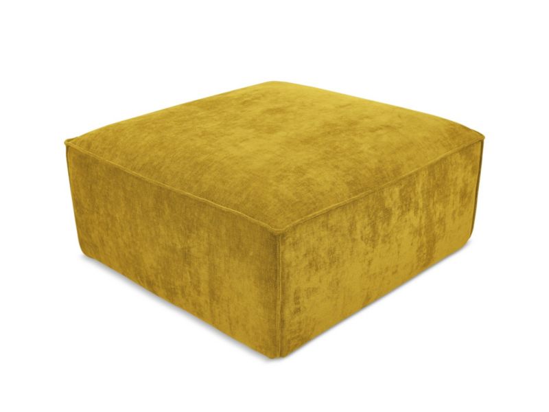 Pufa LaMiaSofa Asti z tkaniny szenilowej 87x87 cm musztardowy 1 szt.