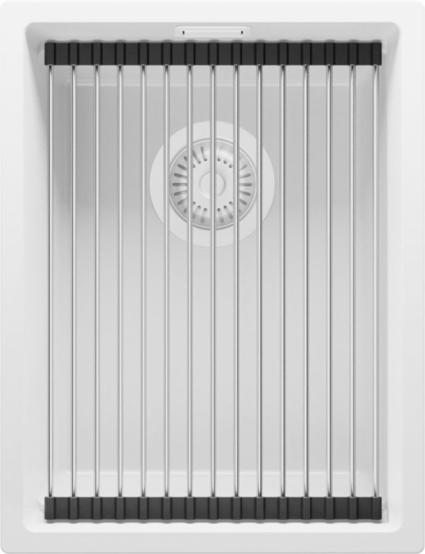 Zlewozmywak Praga Slim PRIMAGRAN Nablatowy 36x47cm do szafki od 40cm z Syfonem i Dodatkiem Cały Biały 1 szt.