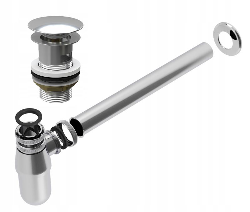 Syfon Umywalkowy Granitan Mosiężny Chrom + Korek Klik Klak 1 szt.