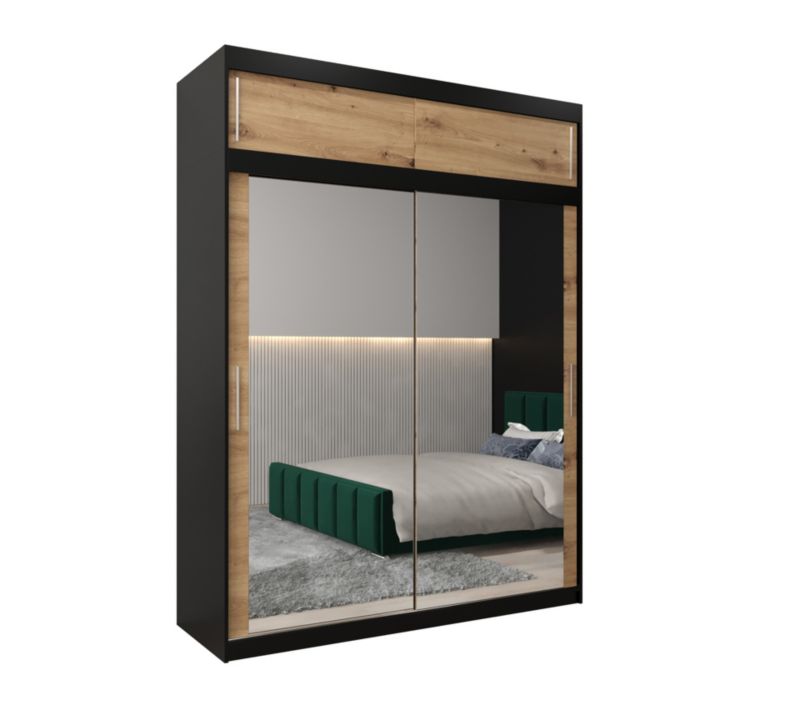 Szafa przesuwna Garderoba Abiks Tokyo 3 180 czarny + artisan z nadstawką 1 szt.