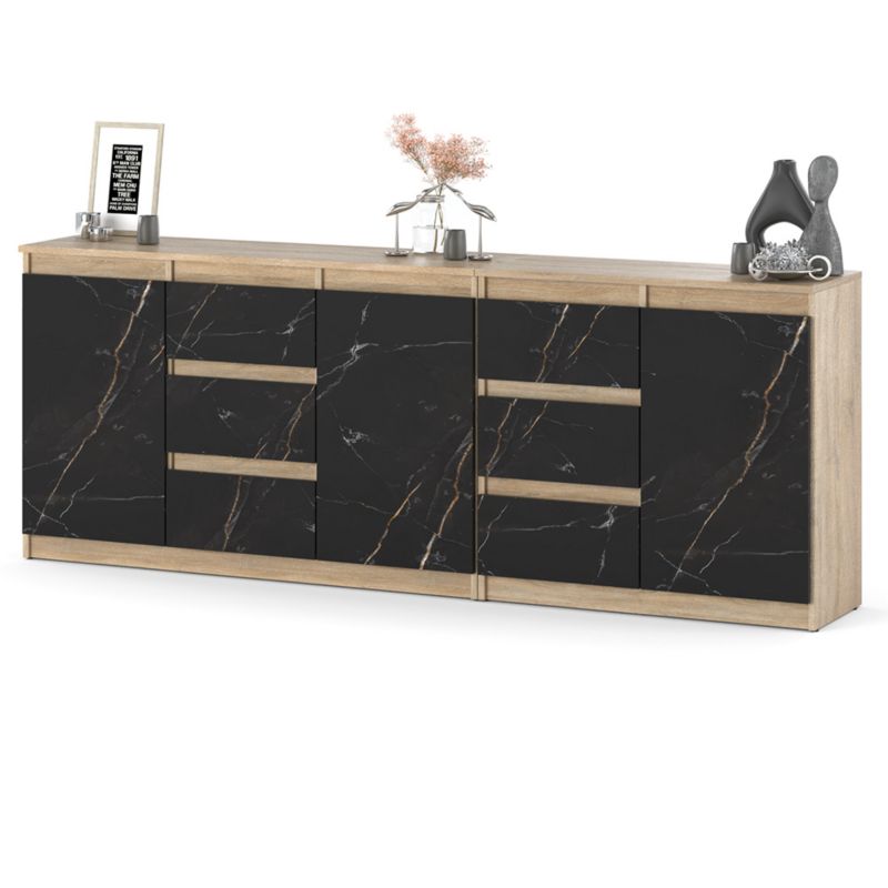 Komoda Hurtownia-Mebli Szuflady 6 Best Agnes 200cm Dąb Sonoma San Sebastian 200x35x75 cm 1szt.