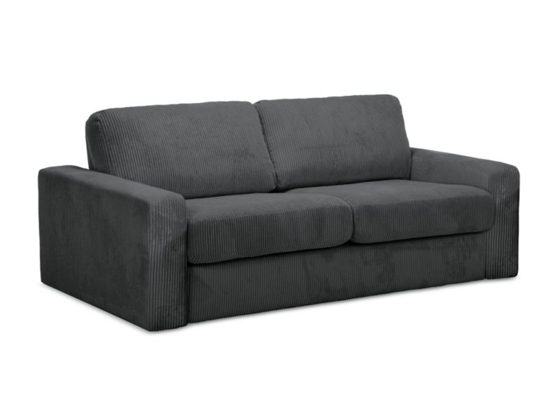 Kanapa 3-osobowa z funkcją spania LaMiaSofa COMO z tkaniny sztruksowej 195x100 cm ciemny szary 1 szt.