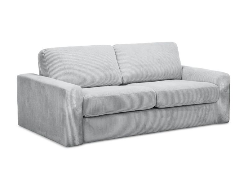 Kanapa 3-osobowa z funkcją spania LaMiaSofa COMO z tkaniny sztruksowej 195x100 cm jasny szary 1 szt.
