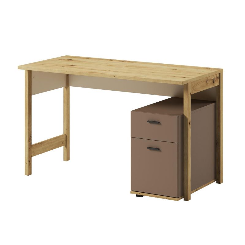 Biurko z szufladami Bettso Sonny młodzieżowe z czarnymi uchwytami dąb artisan 1szt.