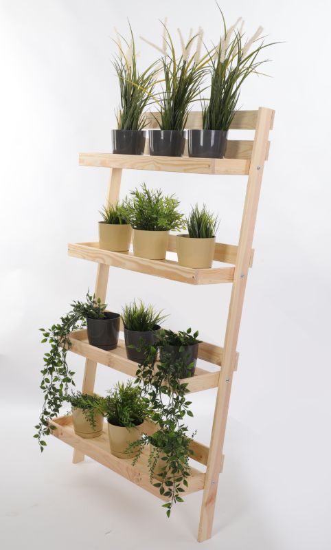 Kwietnik drewniany MODO24 4-poziomowy opierany o ścianę 145x77x23 cm naturalny eko 1 szt.