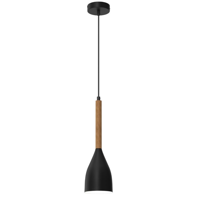 Lampa wisząca Luminex Muza New czarny matowa-jasne drewno wym: 110 x 11 x 11 cm 1xE27 x 15W 1 szt.