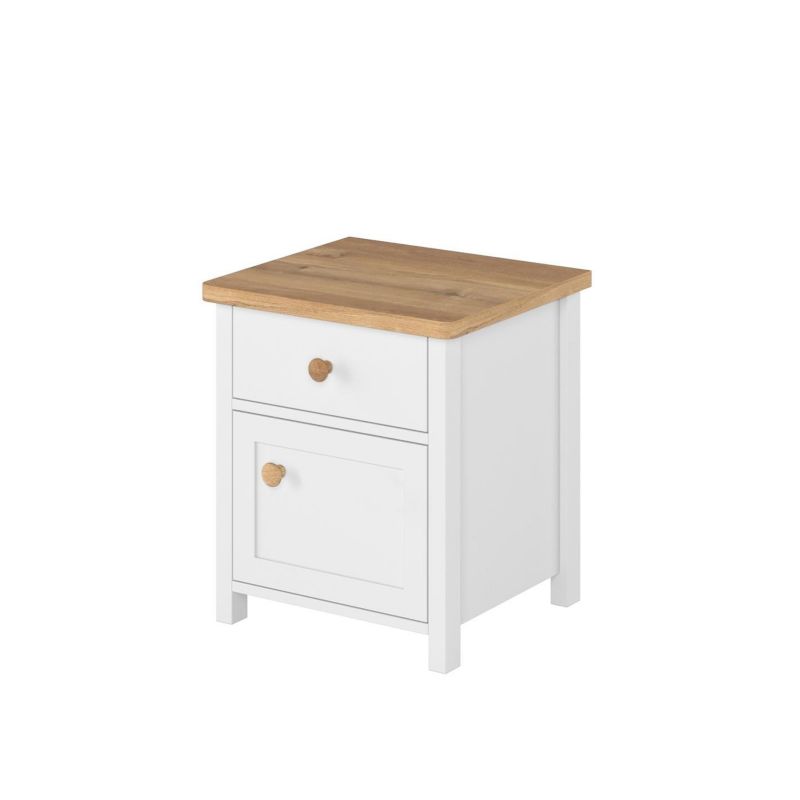Stolik nocny Bettso STORY z szufladą i pojemną szafką do sypialni biały 1szt.