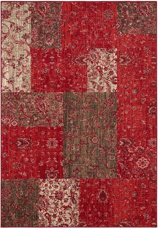 Dywan Hanse Home nowoczesny do salonu 120x170cm,wzór czerwono kremowy z miękkim włosem 1 szt.