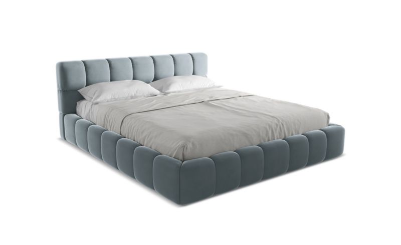 Łóżko LaMiaSofa Nalu z weluru 180x200 jasny niebieski 1 szt.