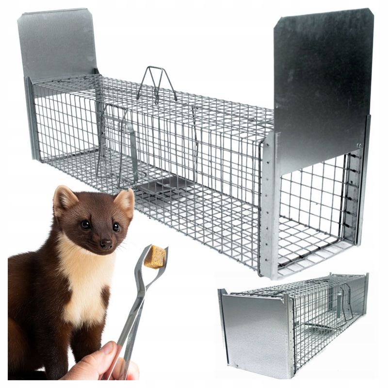 Pułapka na kuny Zielona Łapka żywołapka na lisy koty 120 x 26 x 26cm 1 szt.