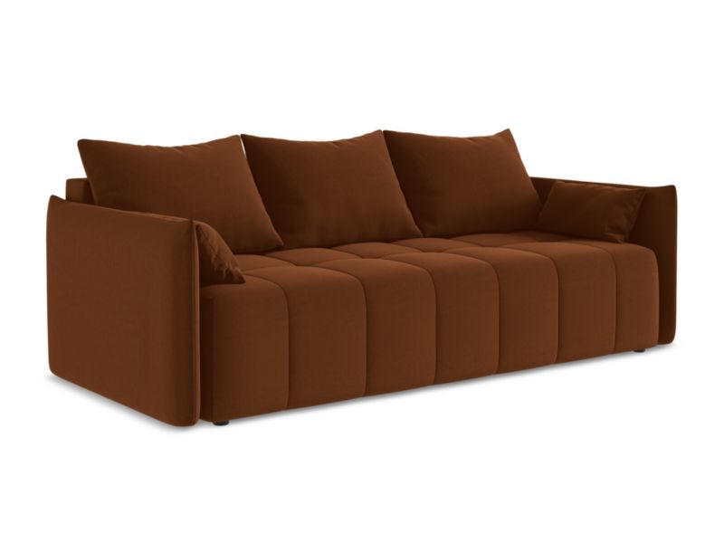 Kanapa 3-osobowa z funkcją spania LaMiaSofa BOLSENA z tkaniny welwetowej 225x105 cm terakota 1 szt.