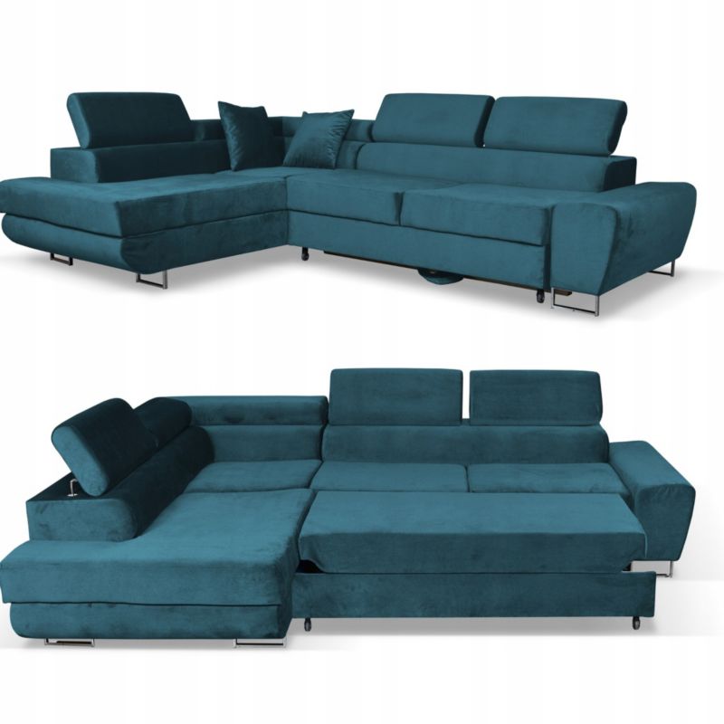 Sofa kanapa do salonu rozkładany lewy Family Meble Bosso niebieski 1szt