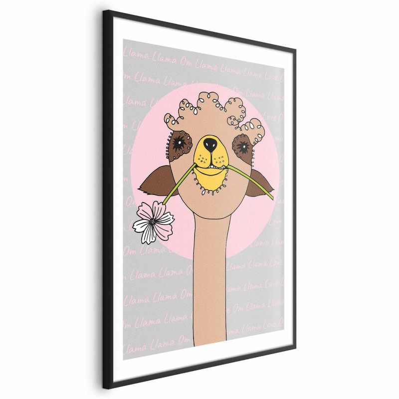 Plakat Artgeist Wesoła lama 29,7x42 cm z ramą czarną z marginesem 1 szt