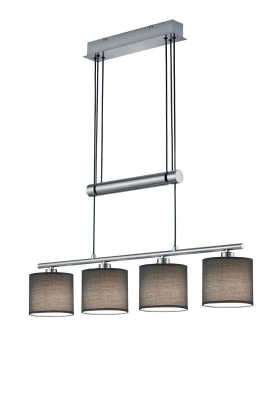 Lampa wisząca Trio Garda 6955 srebrno-szara szerokość 77 cm 4xE14 x 1 szt.