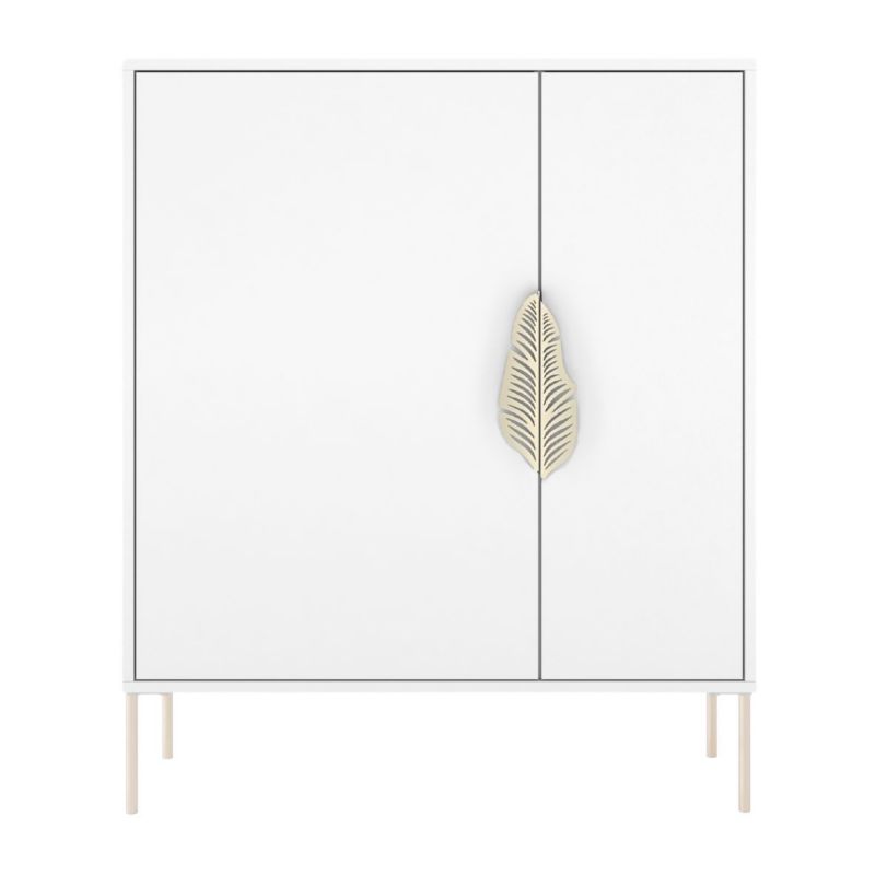 Biała szafka na buty Skandica MERLIN ze złotymi dodatkami 1 szt.