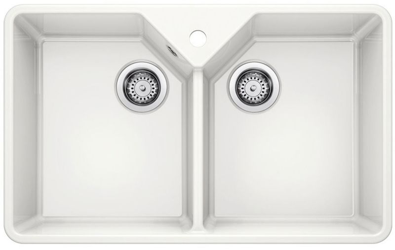 Zlewozmywak 2-komorowy Blanco Villae Farmhouse 8 biały połysk 79,4x49 cm, z otworem na baterię 1 szt.
