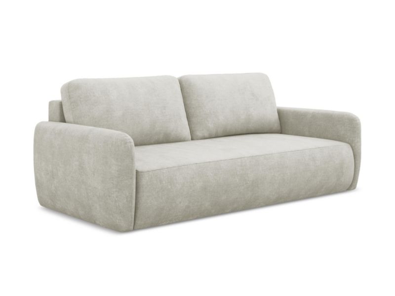 Kanapa 3-osobowa z funkcją spania LaMiaSofa CORLE z tkaniny szenilowej 218x102 cm perłowy 1 szt.