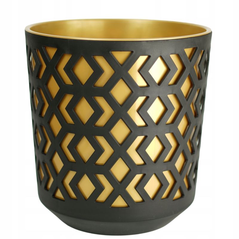 Doniczka FEINZ Dekoracyjna Na Kwiaty Okrągła Aurora Fi 25Cm 9,5L Czarno Złota 1 szt.