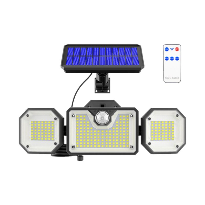 Naświetlacz LED MasterLED Solar PIR 226xSMD 10W IP44 6000K zimna biel z pilotem czarny 1 szt.