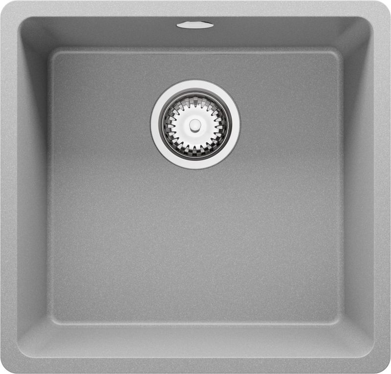Zlewozmywak podblatowy Wenecja Easy PRIMAGRAN 46x44cm do szafki od 50cm, Szary + Syfon, S031, 1 szt.