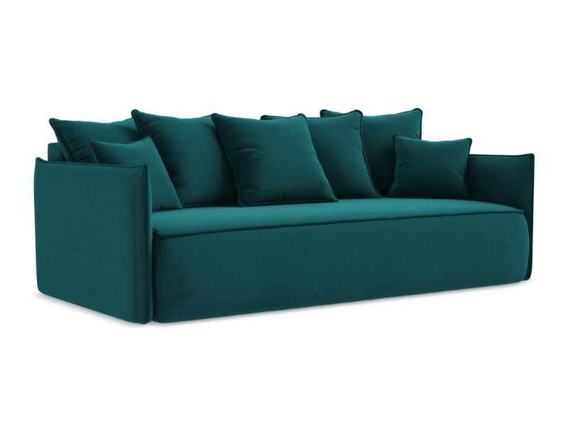 Kanapa 3-osobowa z funkcją spania LaMiaSofa GARDA z tkaniny welwetowej 225x105 cm morski 1 szt.