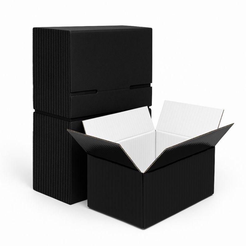 Karton Klapowy Neopak 200x150x100mm Czarny 50 sztuk - Ozdobne Pudełka 50 szt.