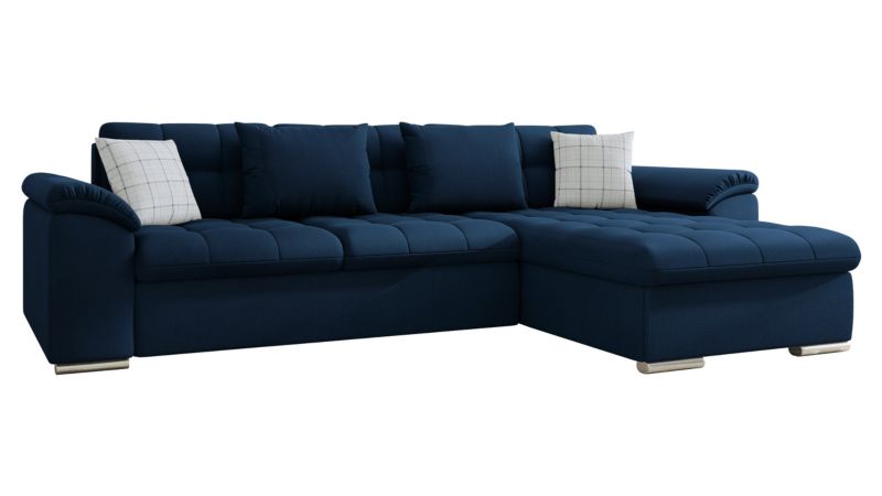 Narożnik z funkcją spania MIRJAN 24 Diana prawy ciemny szafir/niebieska kratka 1 szt.