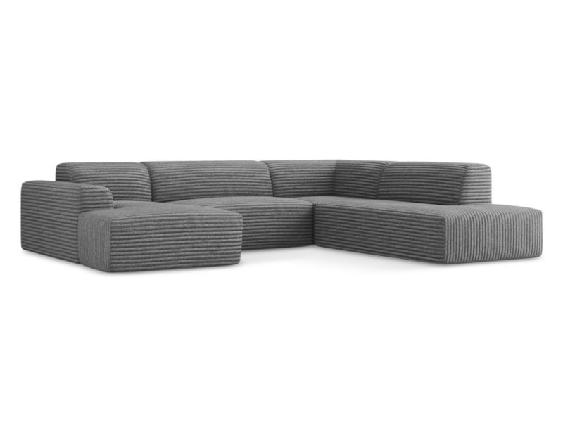 Sofa panoramiczna LaMiaSofa BOVA z tkaniny sztruksowej 344x264 cm ciemny szary 1 szt.