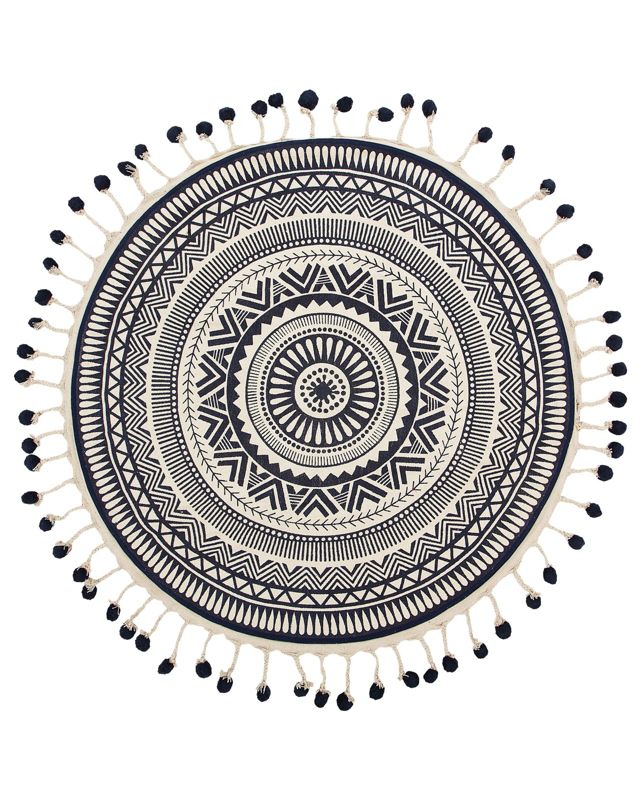 Dywan okrągły bawełniany 120 cm kremowo-granatowy Tatvan 1 szt.