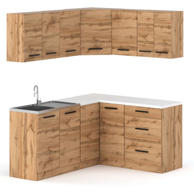 Zestaw Kuchenny Hurtownia-Mebli Z Blatem Kuchnia narożna Diana 320cm Dąb Wotan Dąb Wotan 320x47x145 cm 1szt.