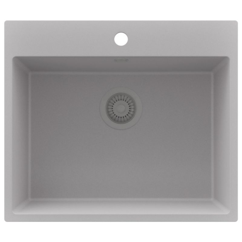 Zlewozmywak Ryga PRIMAGRAN Nablatowy 58x50cm do szafki od 60cm, Szary + Syfon, S313, 1 szt.