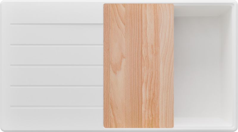 Zlewozmywak Kopenhaga PRIMAGRAN Nablatowy 90x50cm do szafki od 60cm, Cały Biały + Syfon + Deska, S722, 1 szt.