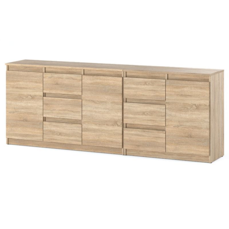 Komoda Hurtownia-Mebli Szuflady 6 Best Agnes 200cm Dąb Sonoma Dąb Sonoma 200x35x75 cm 1szt.