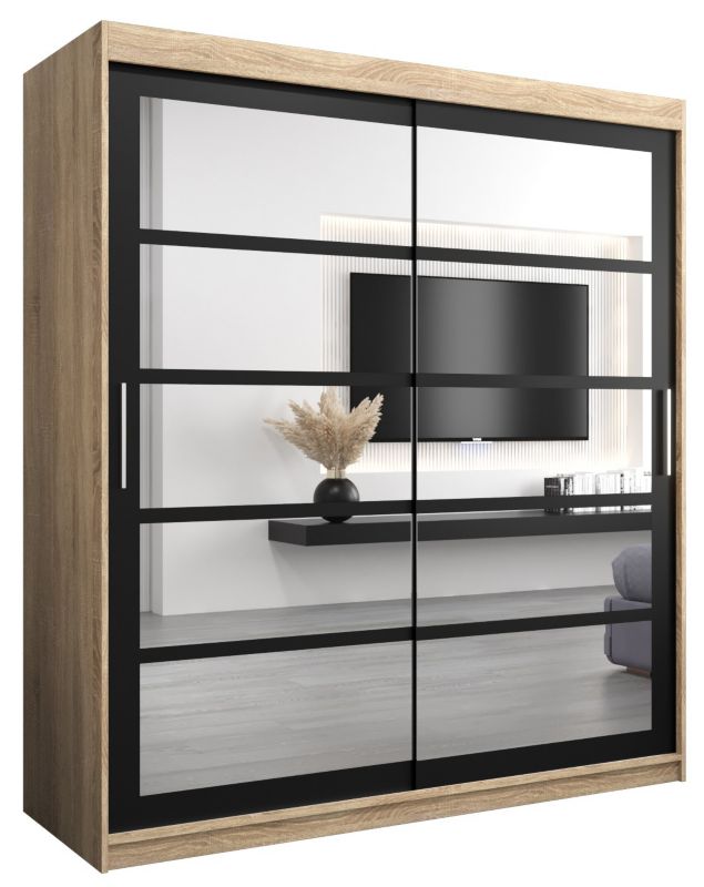 Szafa przesuwna Abiks ROMA 2 180 sonoma + czarny mat 1 szt.