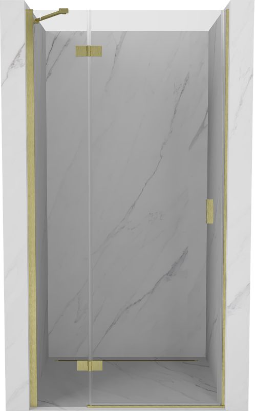 Drzwi prysznicowe uchylne Mexen Mist-H złoty szczotkowany 85 cm lewa 1 szt
