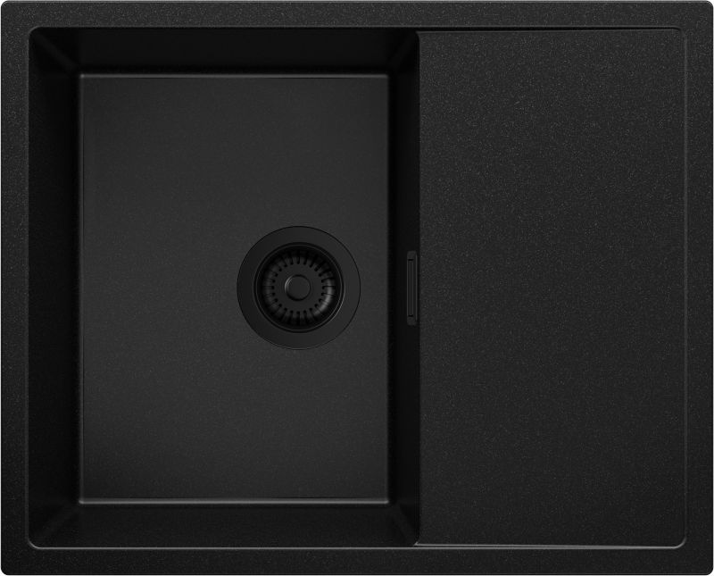Zlewozmywak Ibiza PRIMAGRAN Nablatowy 62x50cm do szafki od 45cm, Cały Czarny + Syfon, S006, 1 szt.