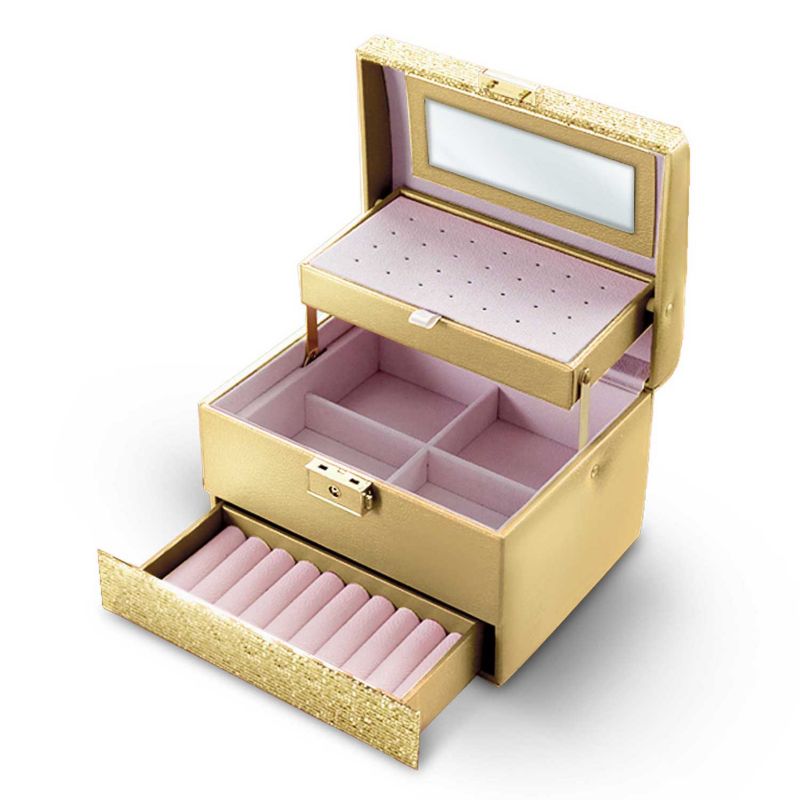 Pudełko szkatułka na biżuterię Massido MS-705 kuferek organizer złoty 1szt.