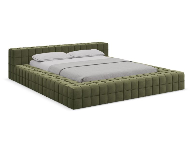 Łóżko LaMiaSofa Akela z weluru 140x200 oliwkowy 1 szt.