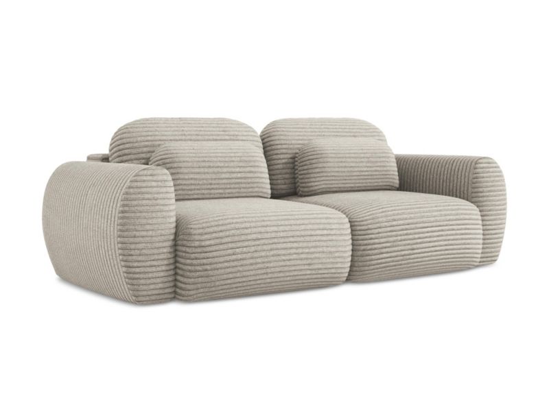 Kanapa 3-osobowa z funkcją spania LaMiaSofa PECORINI z tkaniny sztruksowej 266x121 cm ciemny beż 1 szt.