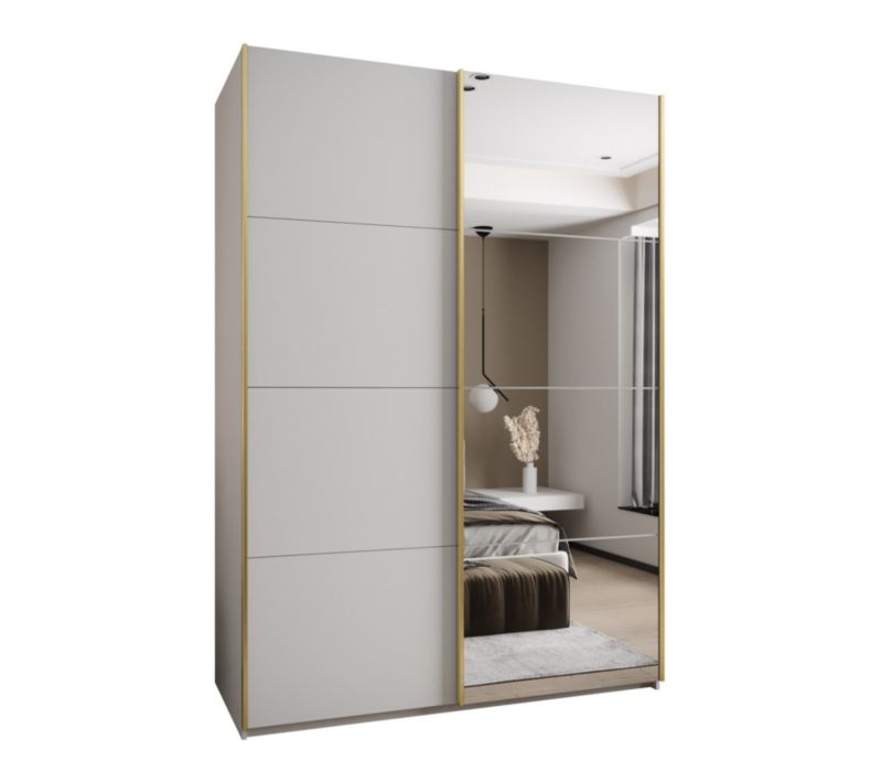 Szafa przesuwna Abiks LUX 3 wysoka szer.180cm biały/biały/złoty 1szt.