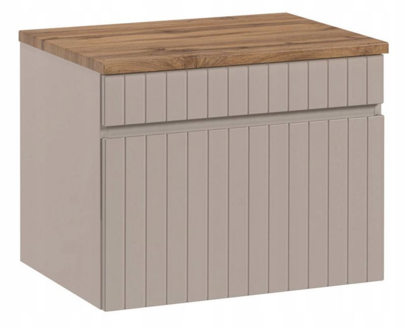 Szafka łazienkowa Furnidea 60 cm z blatem kaszmir dąb Evoke Iconic Cashmere 1 szt.