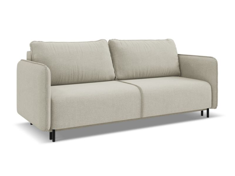 Kanapa 3-osobowa z funkcją spania LaMiaSofa FOGGIA z tkaniny strukturalnej 226x92 cm jasny beż 1 szt.