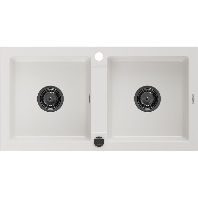 Zlewozmywak wpuszczany Mexen Mario 2-komorowy biały 820x436 mm 6504822000-20-B